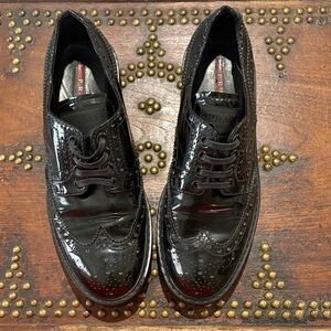 Prada Black Patent Leather Oxfords